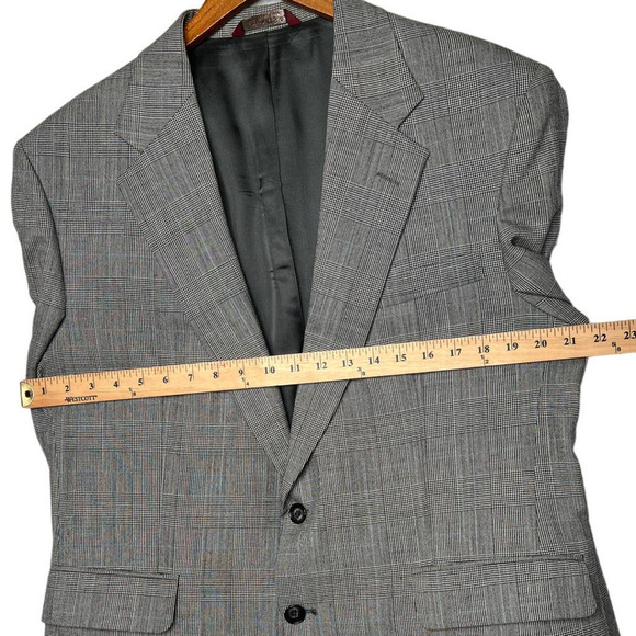Botany 500 Mens 42R 2 Piece Suit Jacket Wool Blazer Dress Pant 32x30 Plaid Gray - Picture 6 of 14